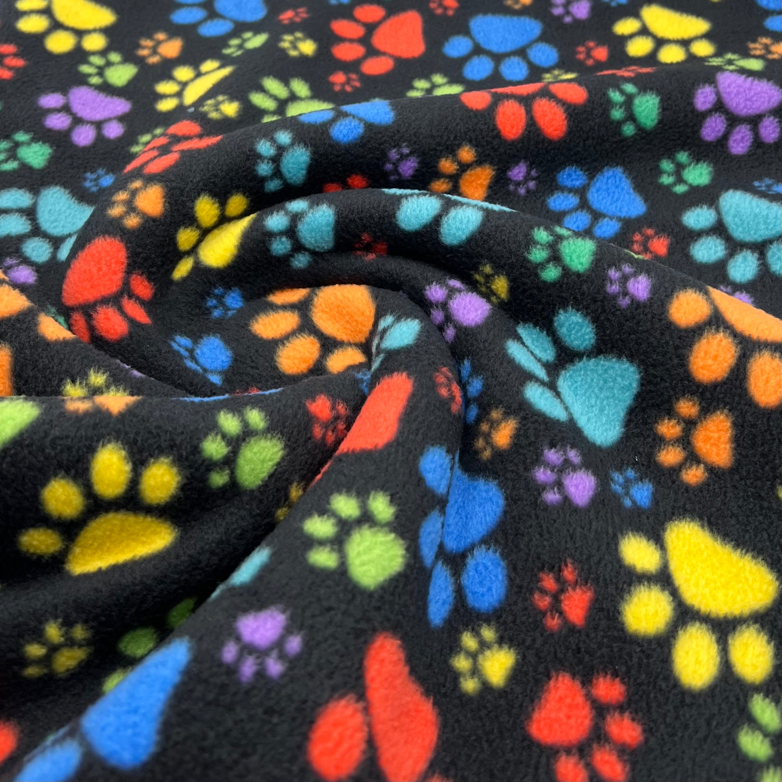 Rainbow Paw Printed Anti-Pil Polar Fleece Fabric Blanket Loungewear